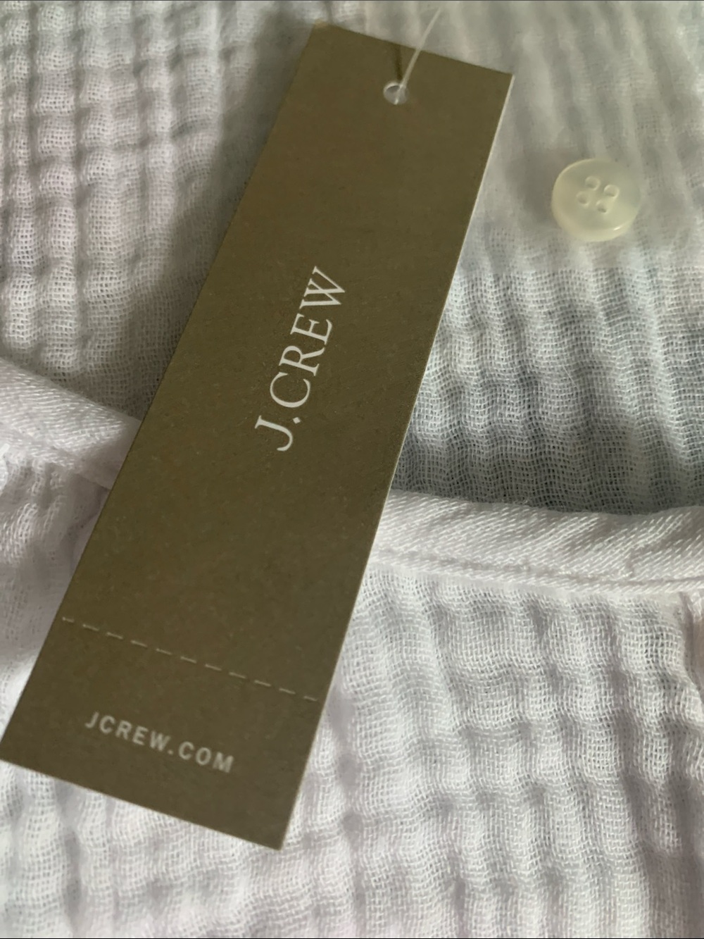 J. Crew White Cotton Gauze Scoop-Neck Henley Top - Picture 3 of 3